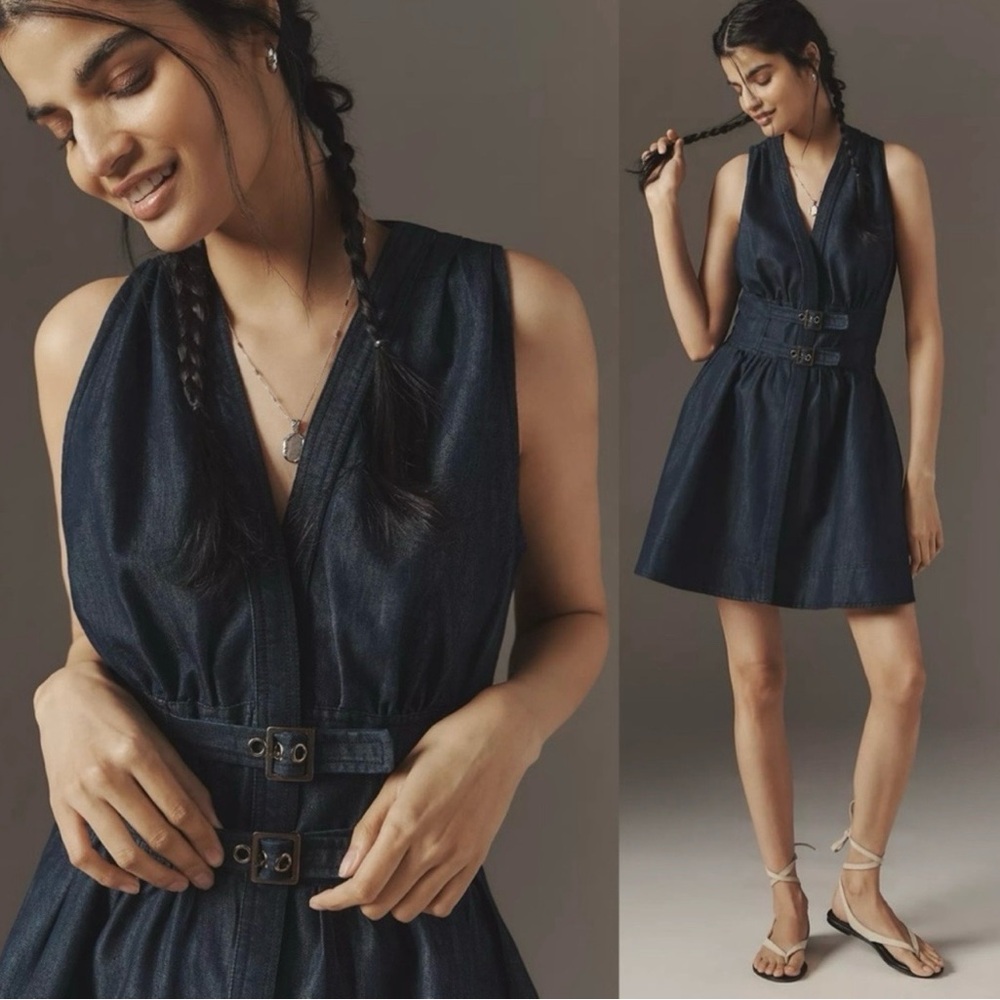 Anthropologie Pilcro Dark Denim Mini Dress